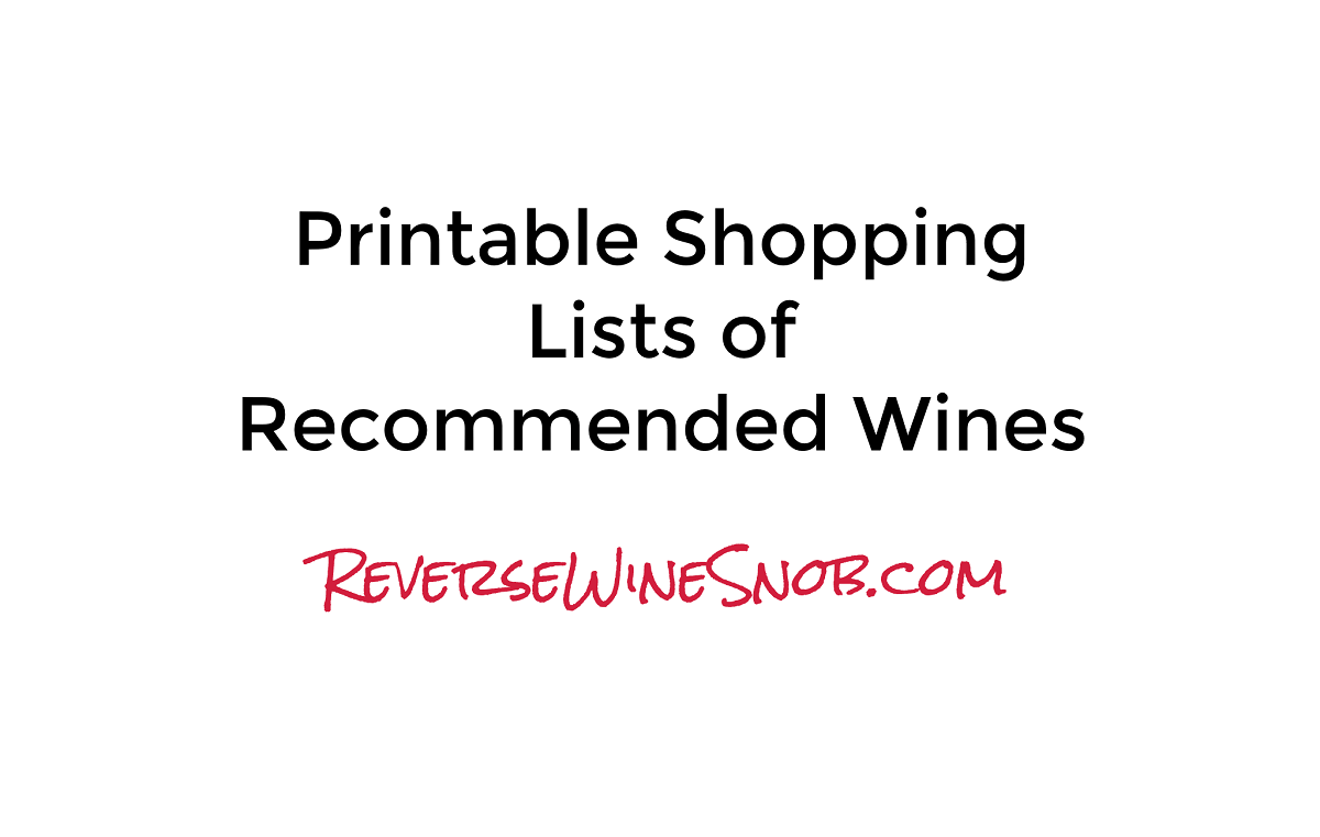 Printable Shopping Lists of Recommended Wines