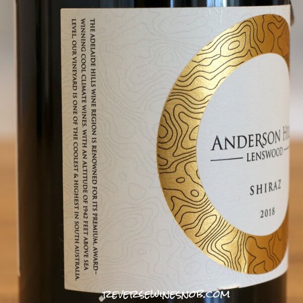 2018 Anderson Hill O Series Lenswood Shiraz Side Label