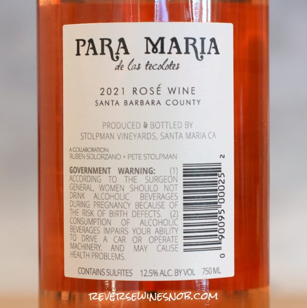 2021 Stolpman Para Maria Rosé Back Label
