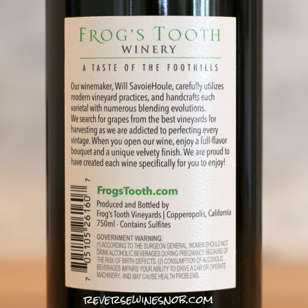 2018 Frog's Tooth GSM Back Label