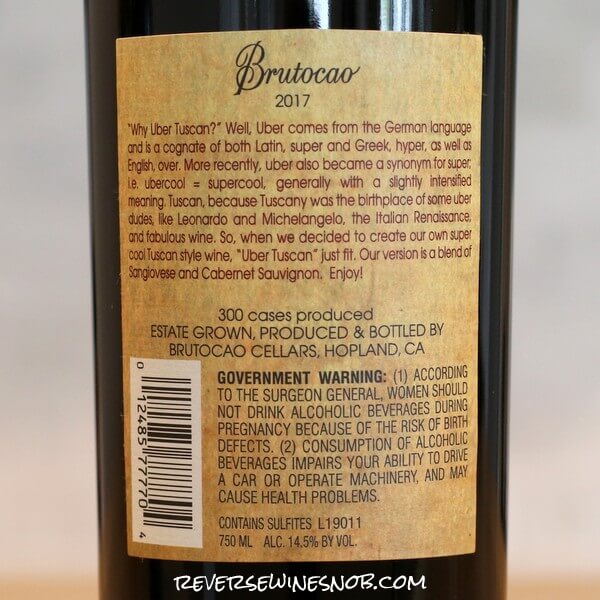 2017 Brutocao Uber Tuscan Back Label