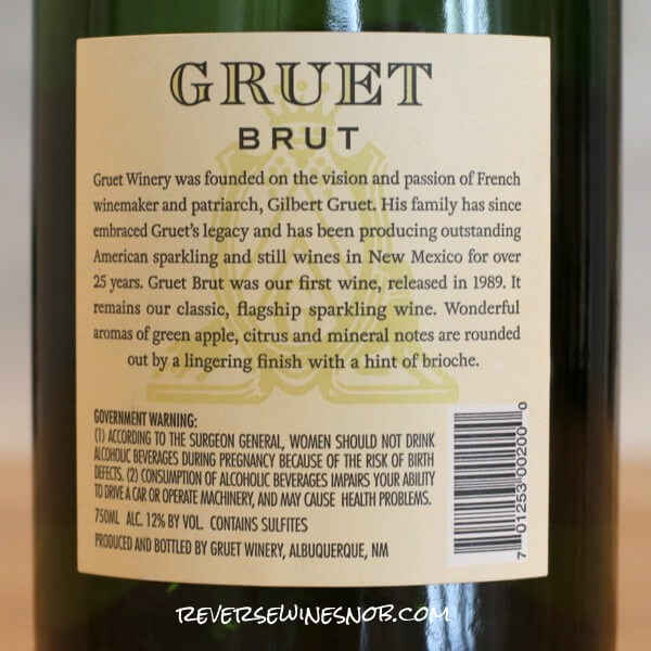 Gruet Brut Back Label