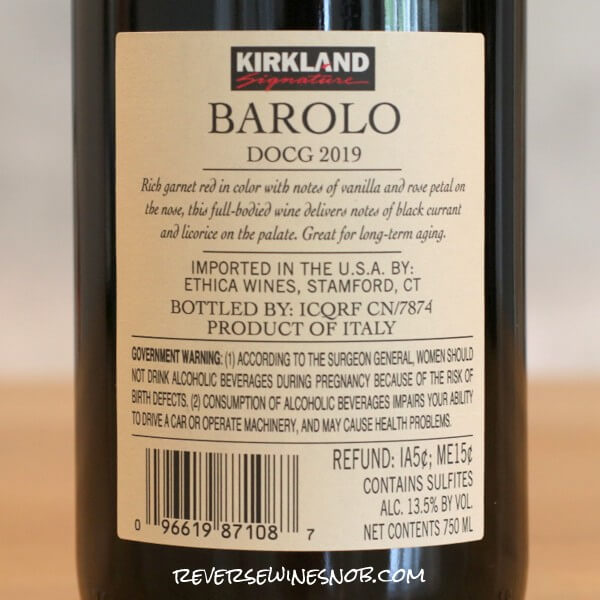 Kirkland Signature Barolo Huge Identify Little Value • Reverse Wine