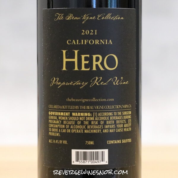 2021 The Beau Vigne Collection Hero Red Back Label