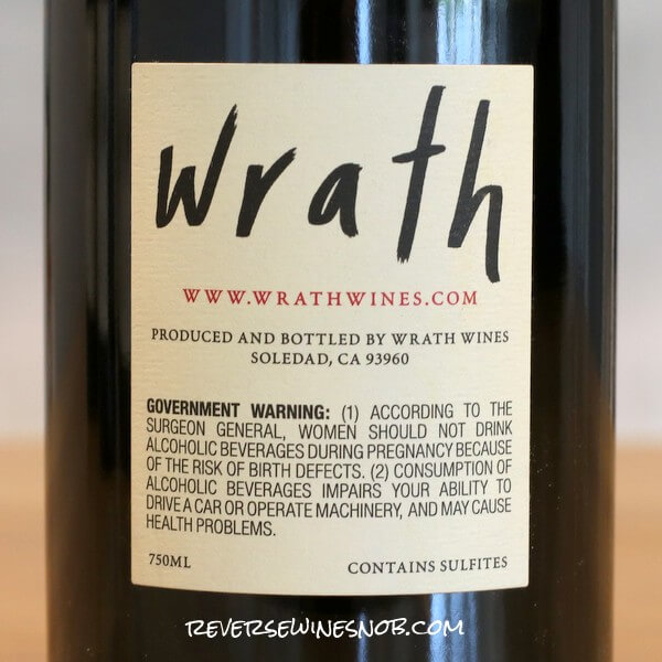 2020 Wrath Fermata Chardonnay Back Label