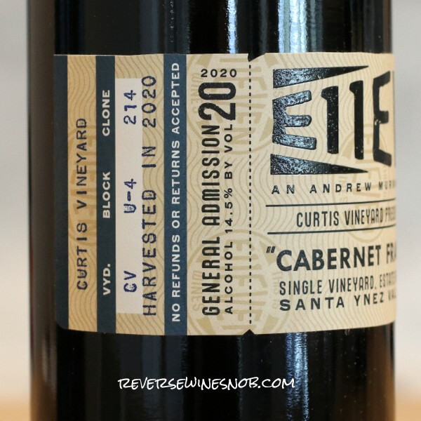 2020 E11even Cabernet Franc Side Label
