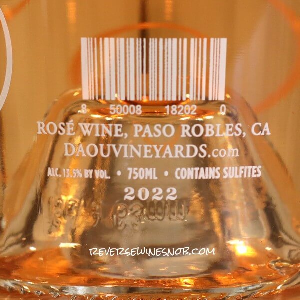2022 DAOU Paso Robles Rosé Back Label