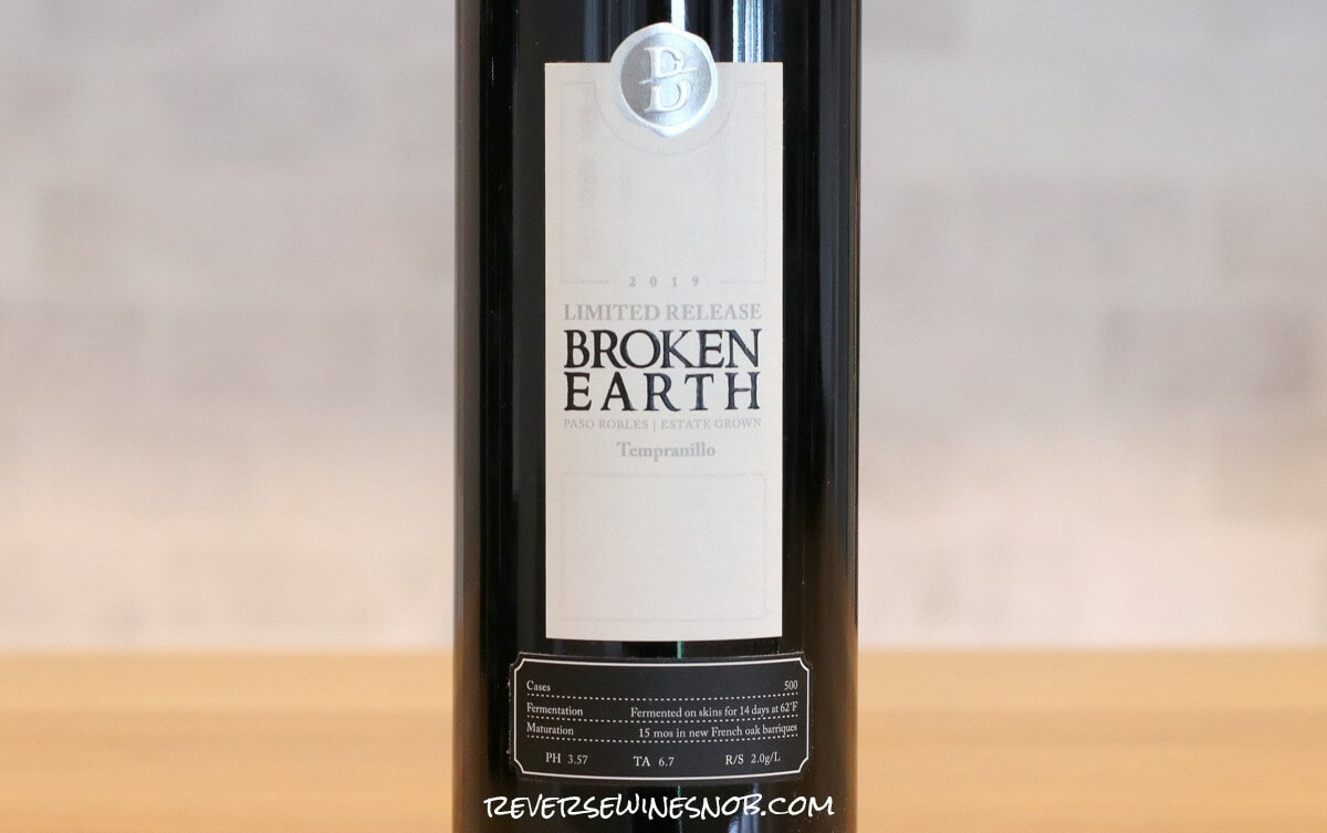 2019 Broken Earth Limited Release Tempranillo