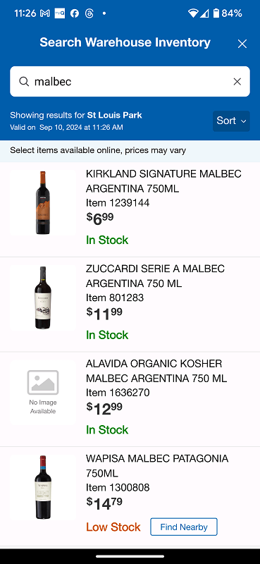Costco Store Inventory Search