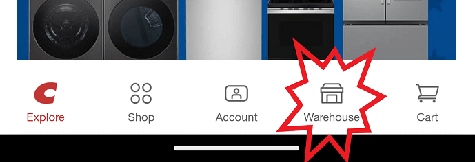 Costco App Warehouse Button