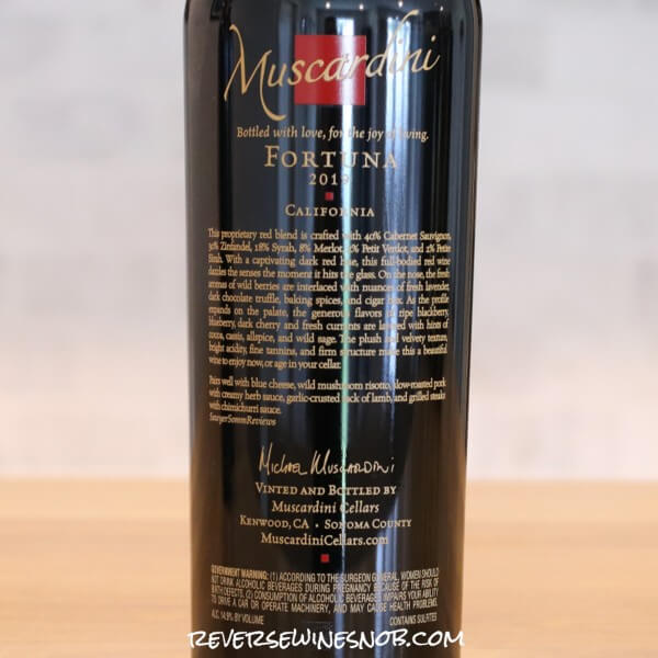 2019 Muscardini Fortuna Red Back Label