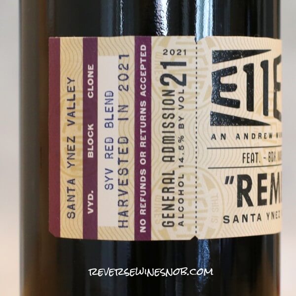 2021 E11even Remix Back Label