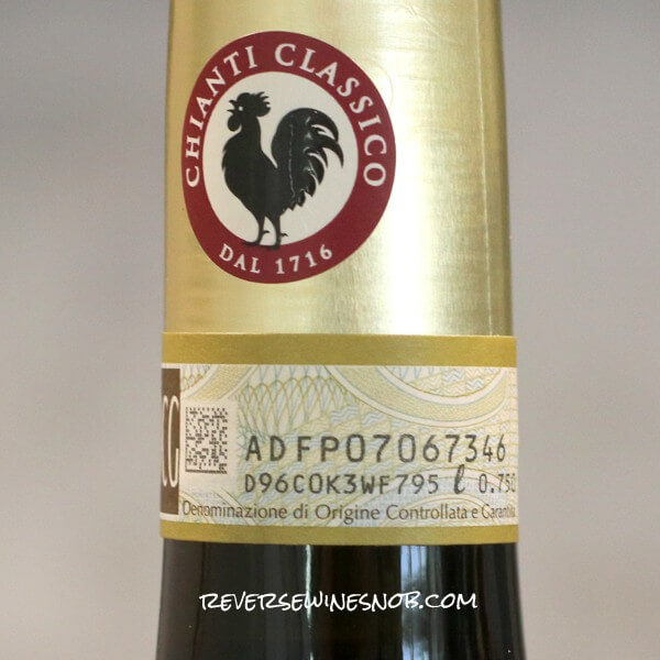 2020 Kirkland Signature Chianti Classico Gran Selezione Neck Label