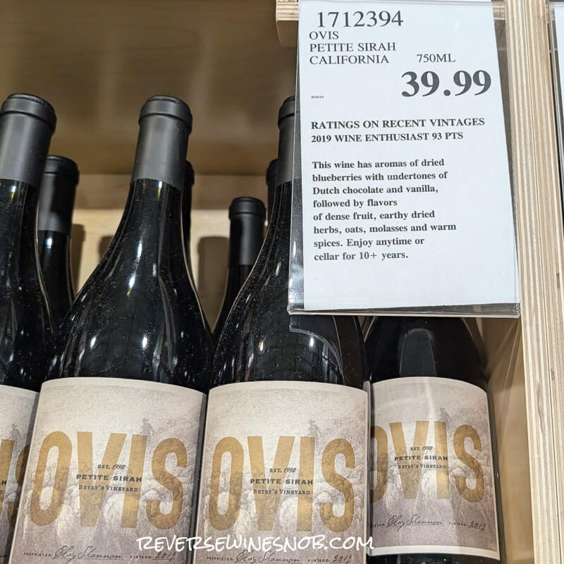Ovis Petite Sirah in the bin at Costco for $39.99