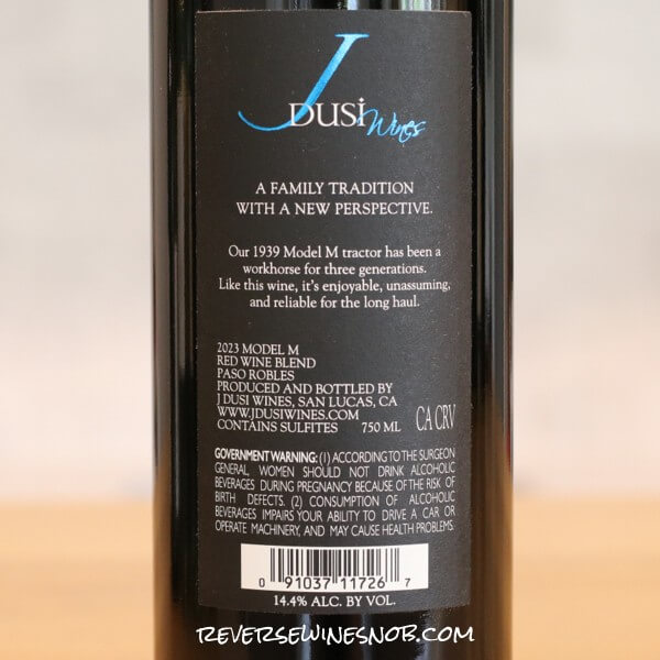 2023 J Dusi Model M Red Back Label