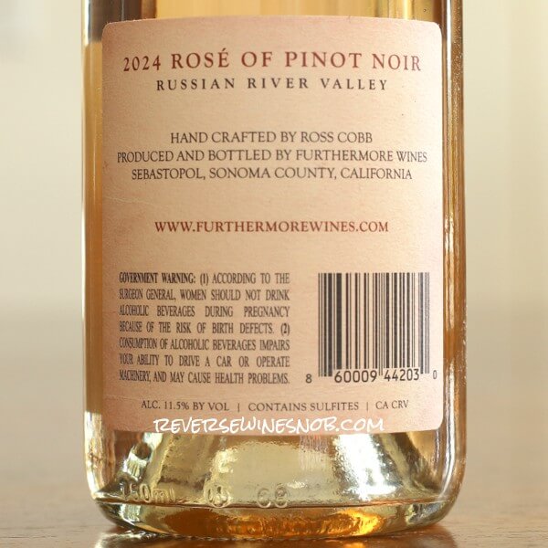 2024 Furthermore Russian River Valley Rosé of Pinot Noir Back Label