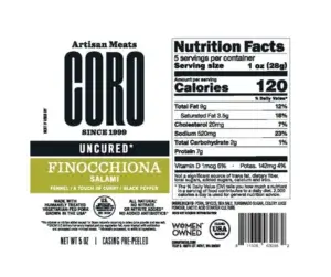 Coro Salami Finocchiona nutrition