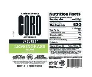 Coro Salami lemongrass nutrition
