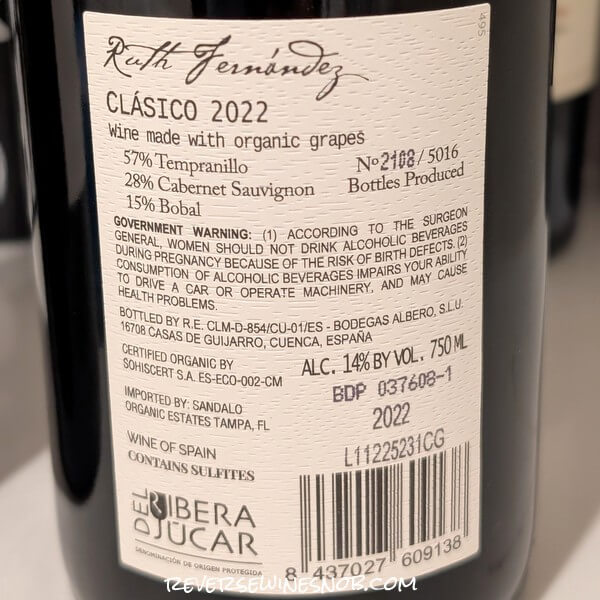 Ruth Fernandez Clasico Back Label