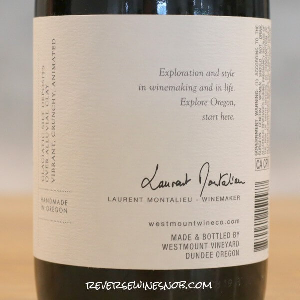 2023 Westmount Willamette Valley Gamay Noir Back Label