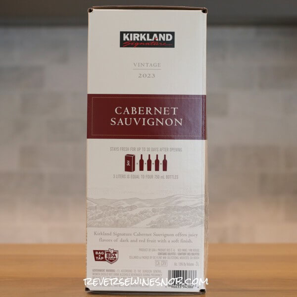 2023 Kirkland Signature Cabernet Sauvignon Box Wine Side Label