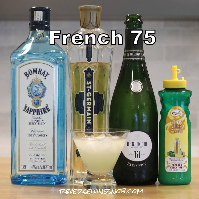French 75 sparkling wine cocktail