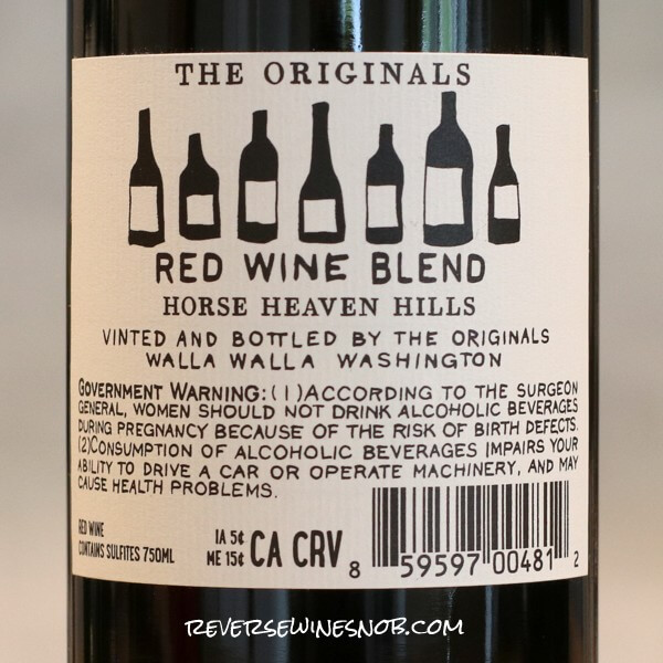 2022 The Originals Red Wine Blend back label