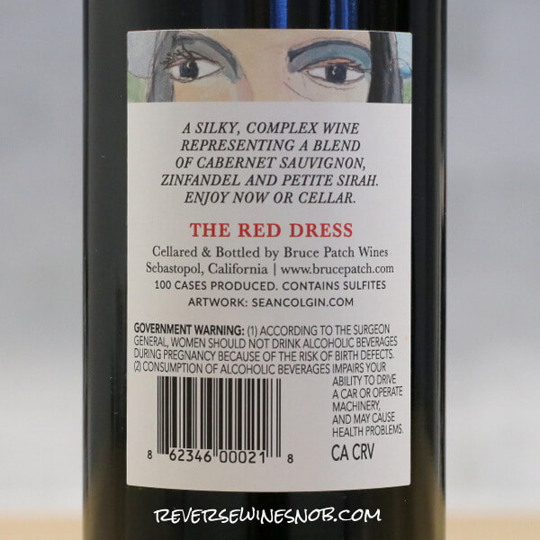 2023 Bruce Patch The Red Dress Red Blend Back Label