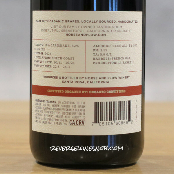 2023 Horse & Plow Draft Horse Red Back Label