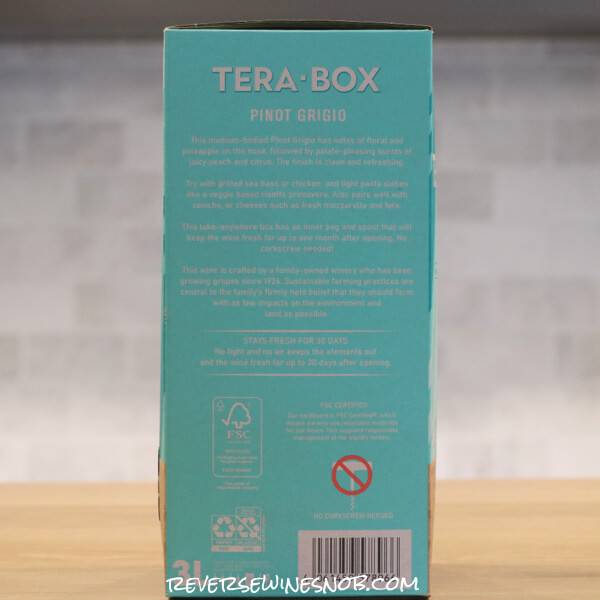 Tera-Box Pinot Grigio Back Label