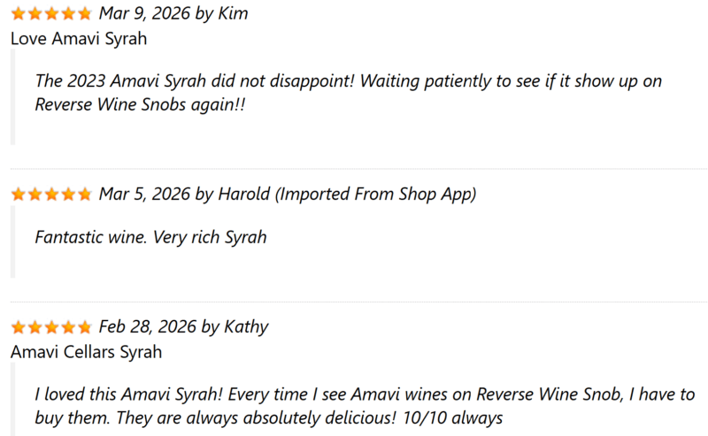 2023 Amavi Syrah Reviews