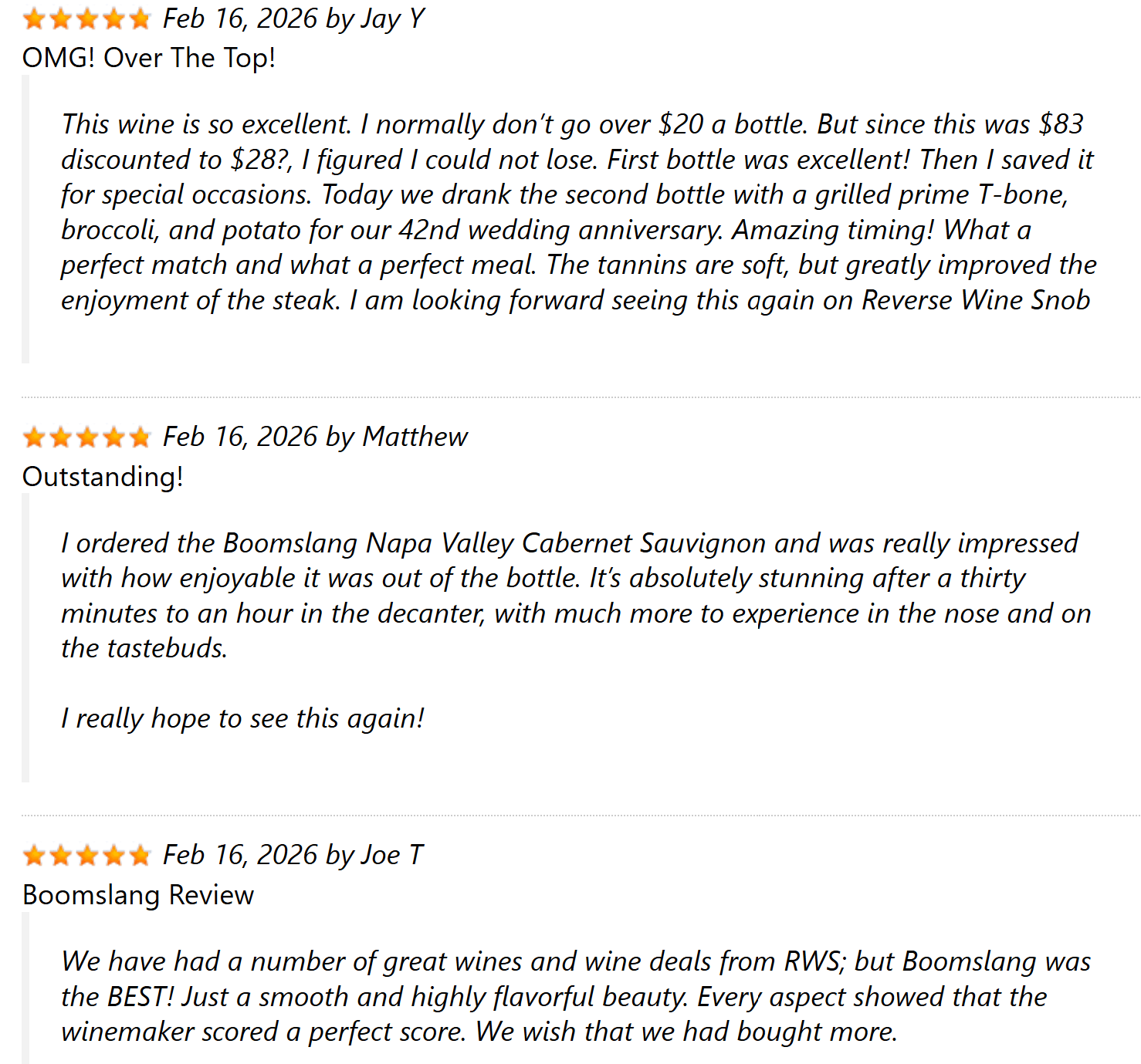 Boomslang Customer Reviews