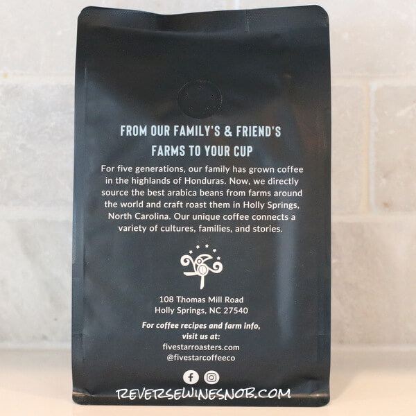Five Star Coffee Roasters Back Label