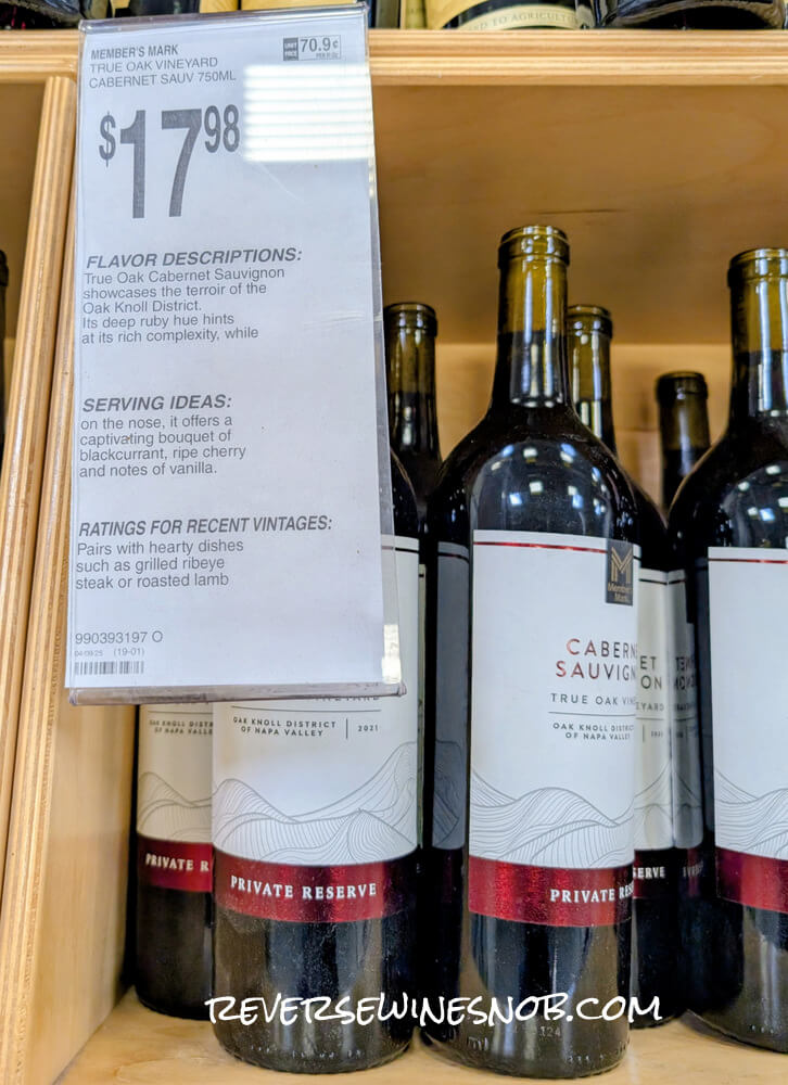 Member's Mark Private Reserve True Oak Vineyard Oak Knoll District Cabernet Sauvignon in Sam's Club