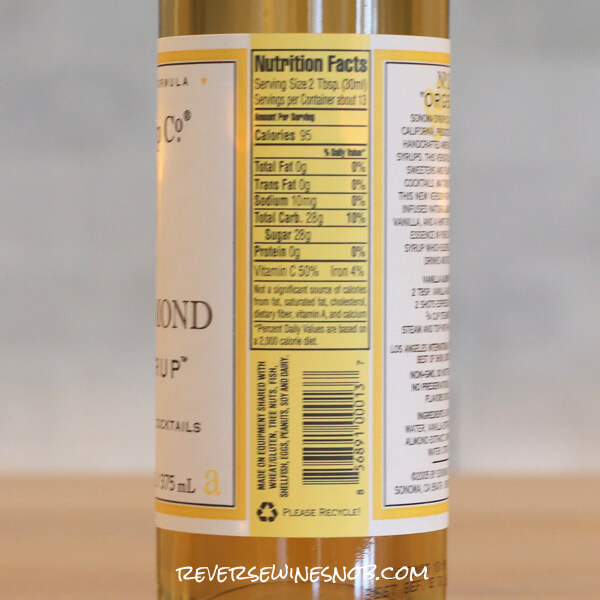 Sonoma Syrup Vanilla Almond Nutrition
