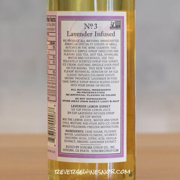 Sonoma Syrup Lavender Back Label
