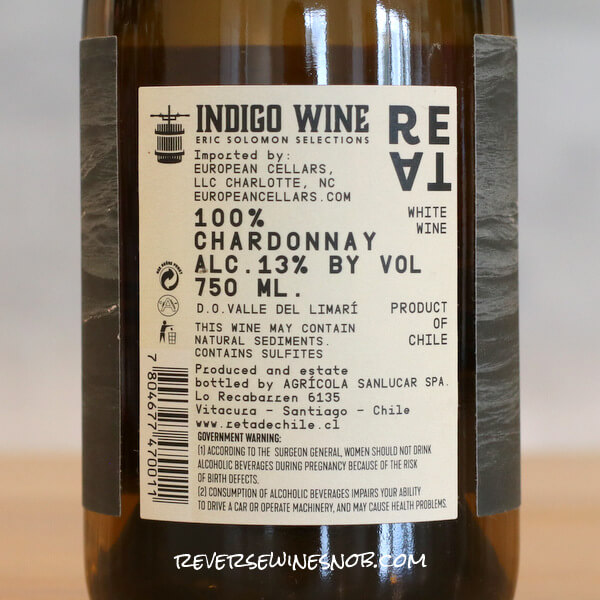 2020 Reta Quebrada Seca Back Label