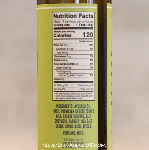Basil Pesto Avocado Oil Nutrition