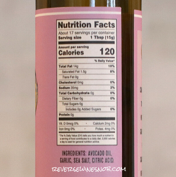 Sautéed Garlic Avocado Oil Nutrition