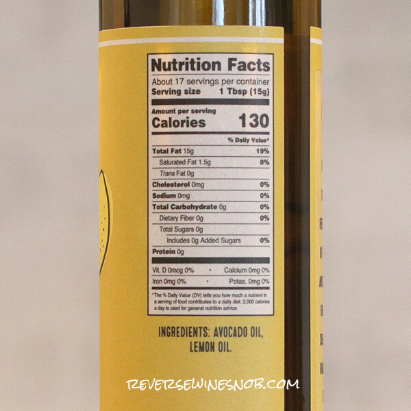 Zesty Lemon Avocado Oil Nutrition