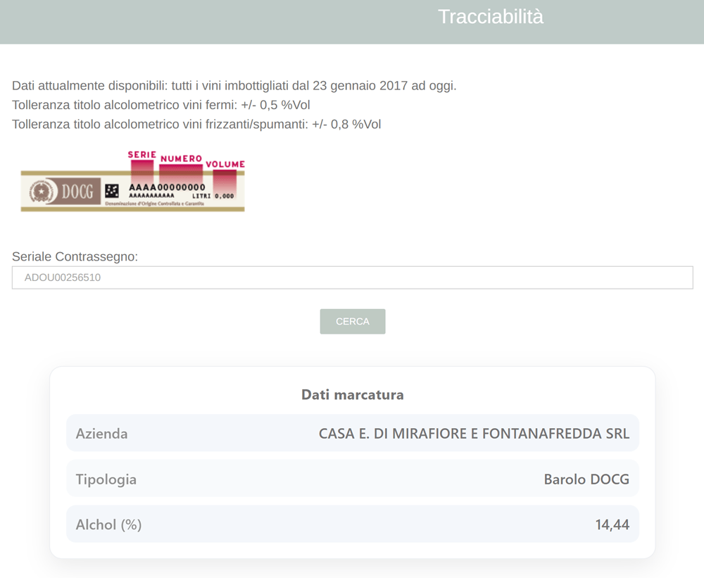 2022 Kirkland Signature Barolo Traceability