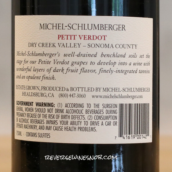 2019 Michel-Schlumberger Dry Creek Valley Petit Verdot Back Label