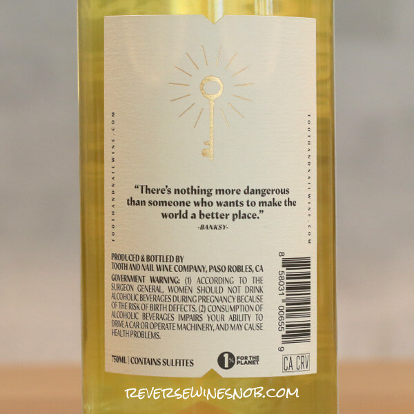 2023 Tooth & Nail Squad Sauvignon Blanc Back Label