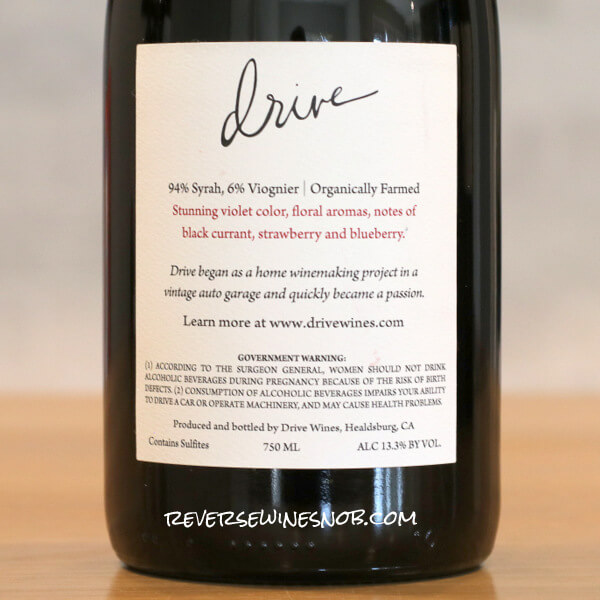 2021 Drive Canihan Vineyard Syrah Back Label