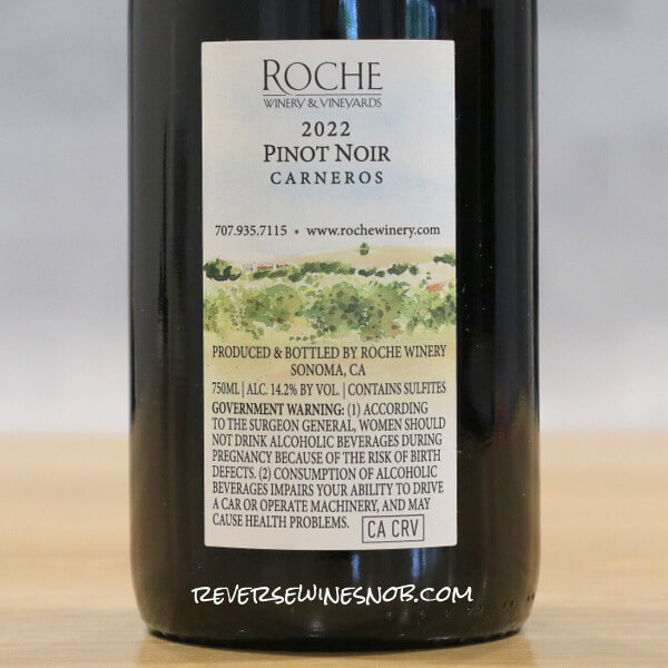 2022 Roche Carneros Pinot Noir Back Label