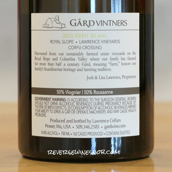 2021 Gard RHN Blanc Back Label