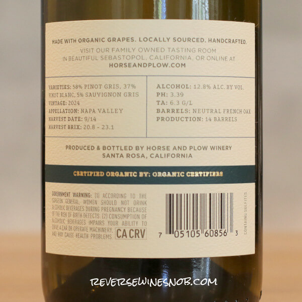 2024 Horse & Plow Draft Horse White Back Label