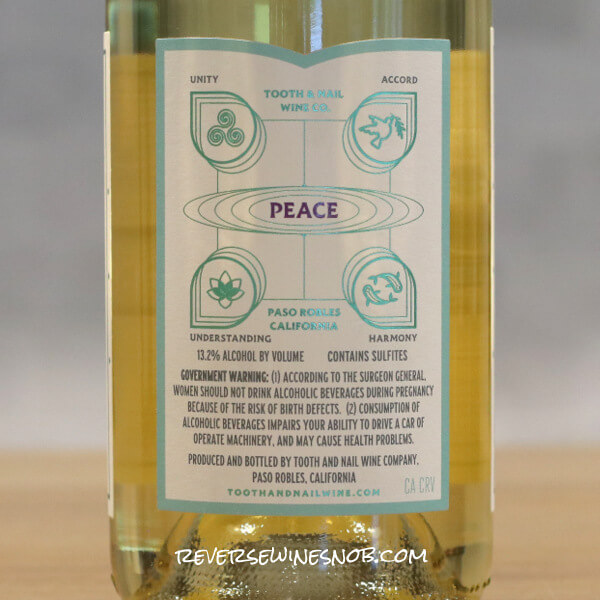 2023 Tooth & Nail Stasis Chenin Blanc Back Label